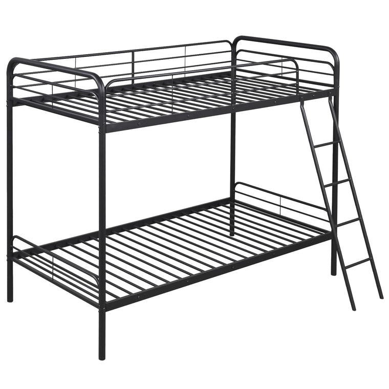 Metal Bunk Bed Twin Over Twin, Heavy Duty Twin Bunk Beds with Inclined Ladder & Safety Guardrails - product view 1