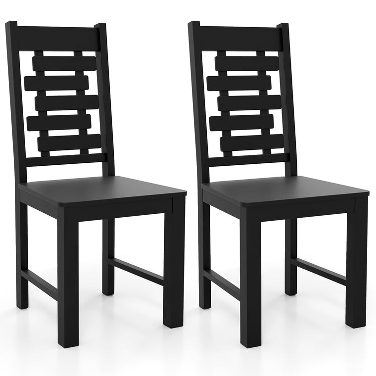 Wooden Dining Chairs Set 100% Solid Rubber Wood Kitchen Chair with High & Tilted Backrest - product view 1