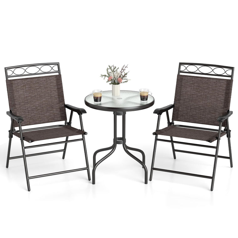 Bistro Table and Chairs Set of 2 Outdoor 3 Piece Patio Bistro Set with 1.57” Umbrella Hole - product view 1