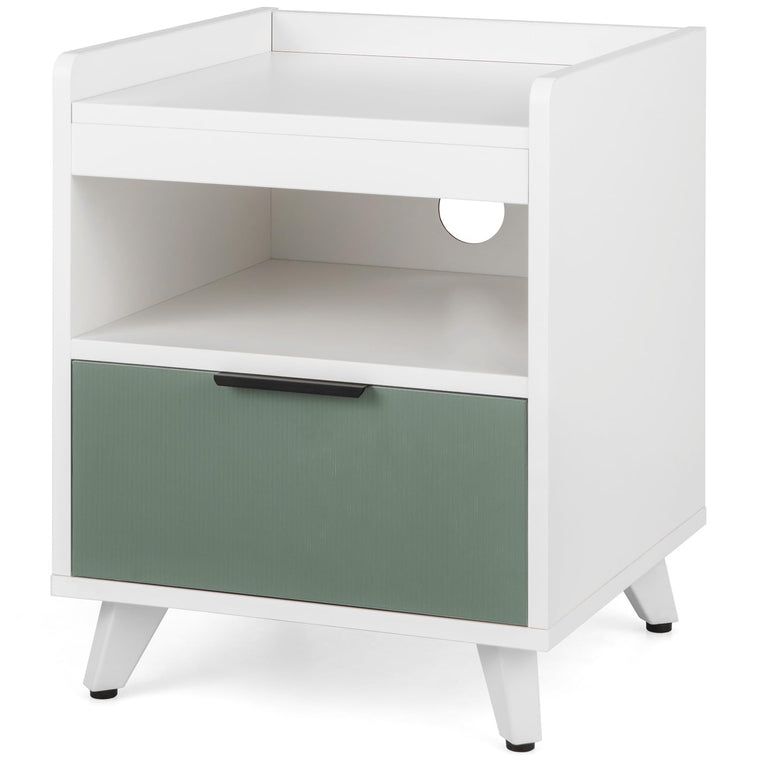 Nightstand with Drawer, 3-Tier Bedside Table with Storage Drawer & Open Compartment - product view 1