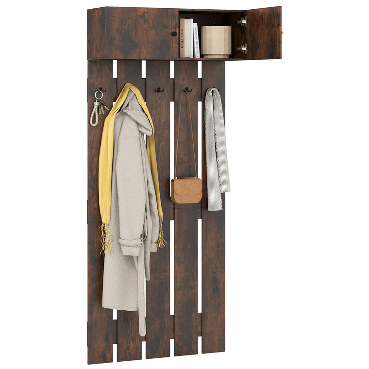 Wall Mounted Coat Rack 2-in 1 Hall Tree w/ 5 Double Hooks & 2-Door Cabinet - product view 1