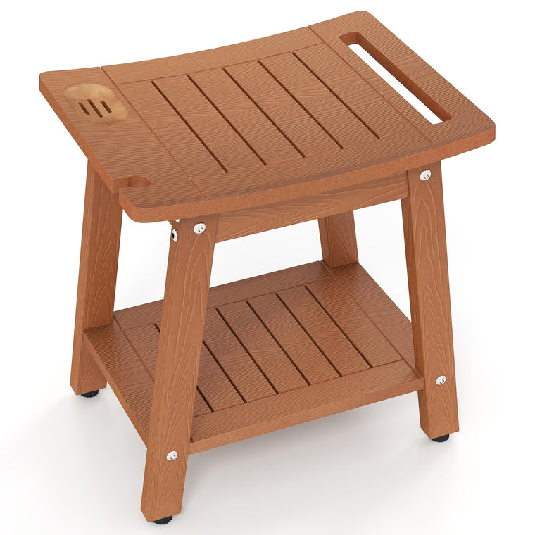 Shower Bench HIPS Waterproof Bath Spa Seat with Storage Shelf - product view 1