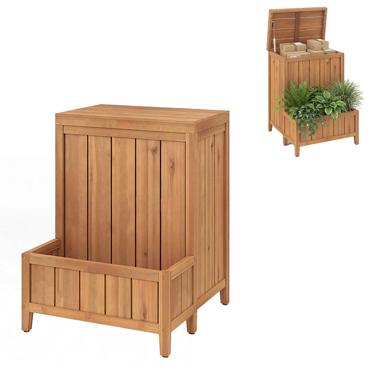 Wood Package Delivery Box with Planter Box | Multi-purpose Outdoor Storage Container - product view 1