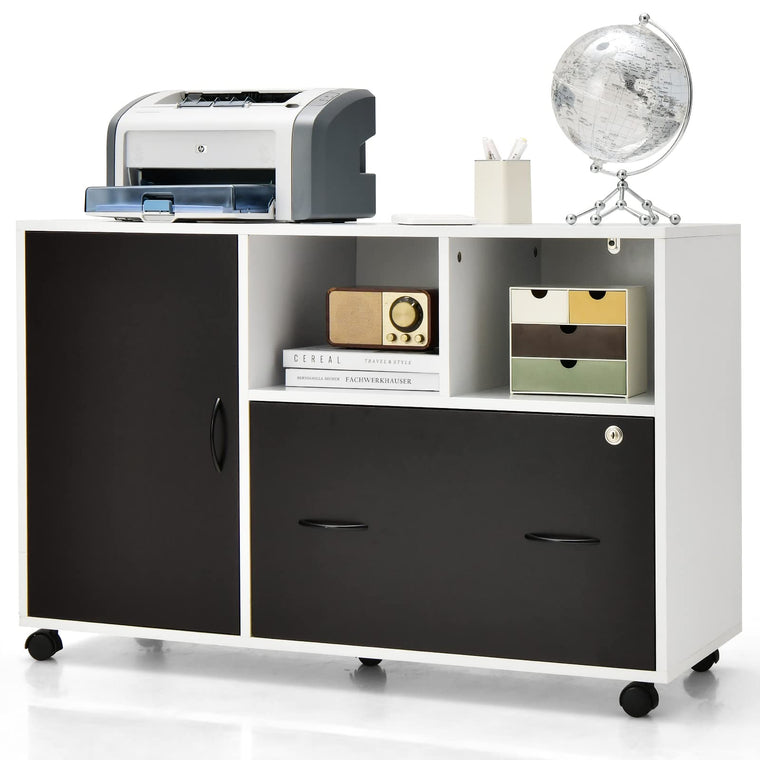 Mobile File Cabinet on Wheels - Lateral Filing Cabinet w/Drawer - product view 1
