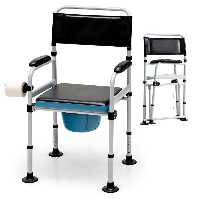 4-in-1 Bedside Commode, Folding Toilet Bedside Shower Chair with Detachable Bucket - product view 1