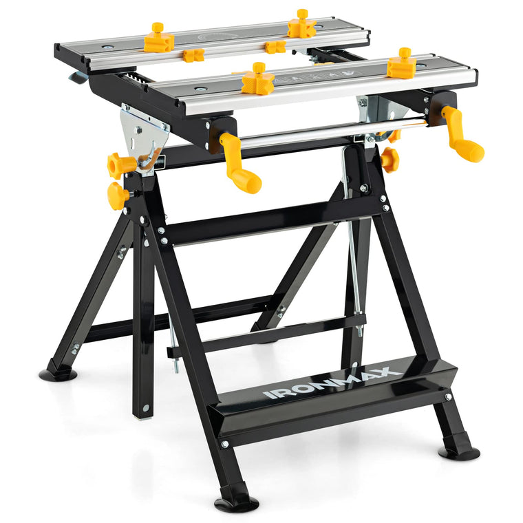 Portable Workbench, Folding Work Table w/Tiltable Platform, 7-Level Adjustable Height,8 Sliding Clamps - product view 1