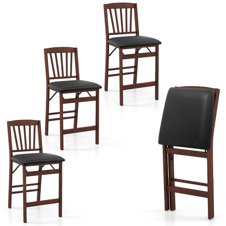 Folding Bar Stools Set, 24.5" Counter Height Bar Dining Chairs with Back - product view 1