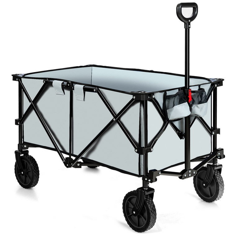 Collapsible Wagon, Folding Utility Wagon Cart w/Universal Wheels & Adjustable Handle & Cover Bag - product view 1