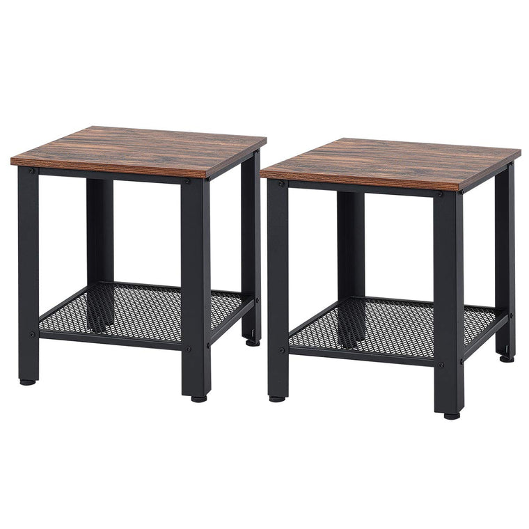 Nightstand Side Table 2-Tier W/Adjustable Feet, Storage Shelf and Metal Frame - product view 1