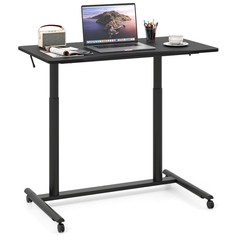 Mobile Standing Desk Height Adjustable Computer Desk with Wheels & Aluminum Frame - product view 1