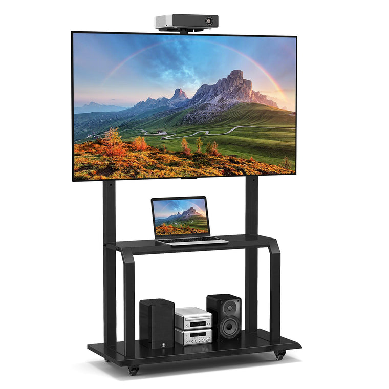 Mobile TV Stand, Rolling TV Cart with Camera Shelf & AV Shelves - product view 1