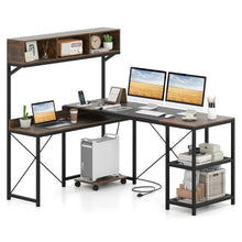 62" L-Shaped Computer Desk with Power Outlets - product view 1
