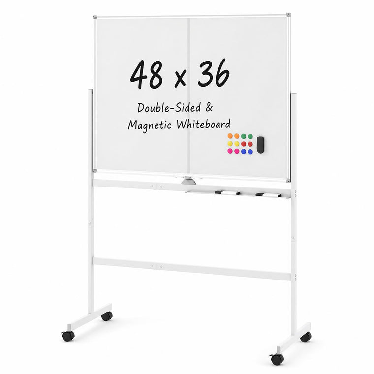 48” x 36” Mobile White Board with Lockable Universal Wheels - product view 1