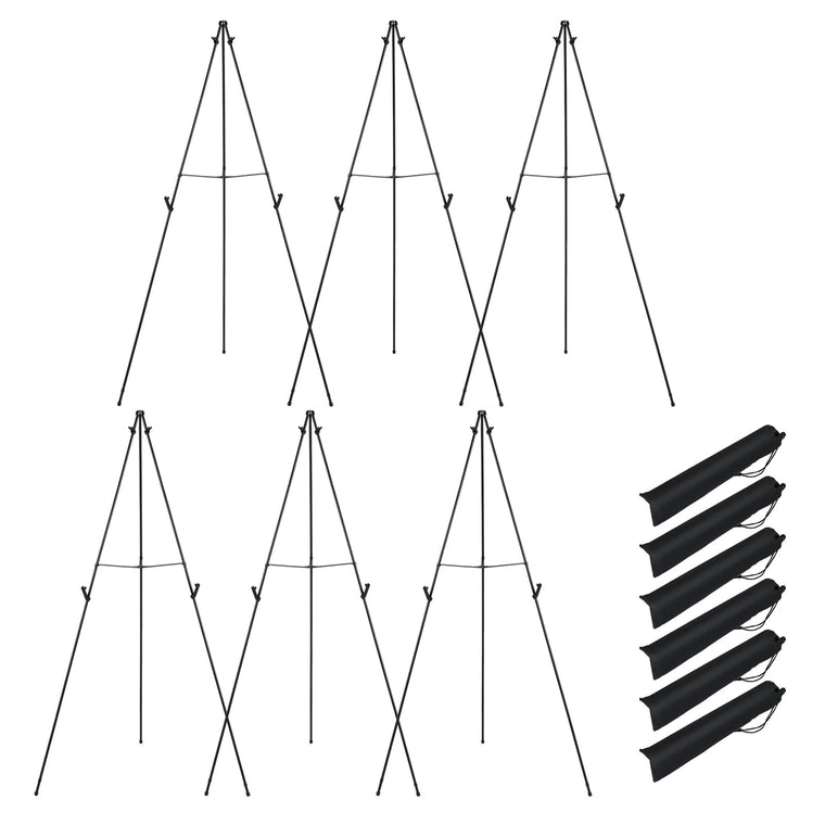65" Metal Easel Stand Set w/Movable Card Slots & Anti-Slip Foot Pads (6-Pack) - product view 1