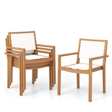 Stackable Outdoor Dining Chair Set, Patio Armchairs w/Acacia Wood Frame, All Weather Fabric, Armrests - product view 1