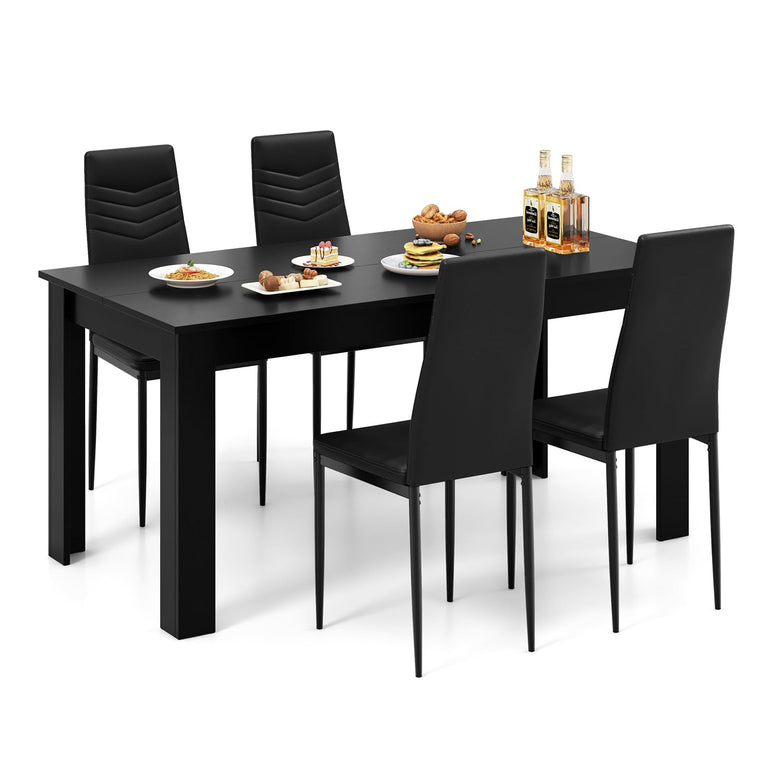Dining Table Set for 4 or 8, Modern Rectangular Kitchen Table Set w/ PVC Leather Dining Chairs - product view 1