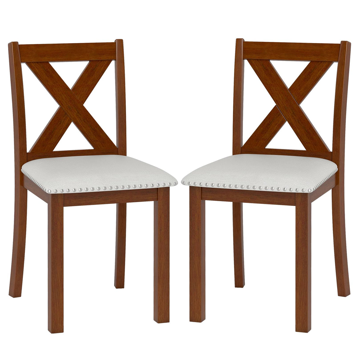 Wooden Dining Chair Set of 2/4 with Padded Seat and Curved Back - product view 1