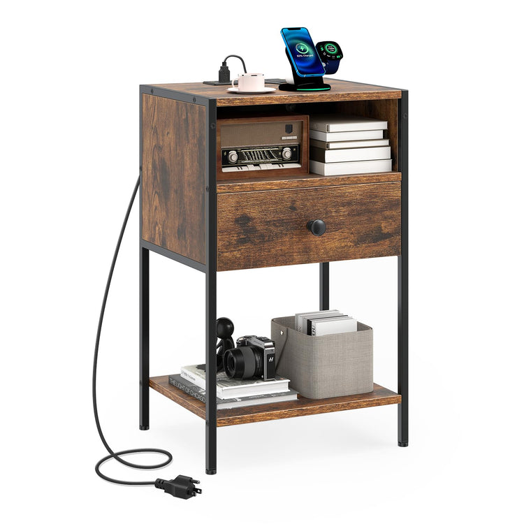 Night Stand with Charging Station for Bedroom Small Spaces - product view 1