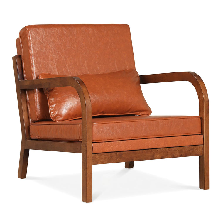 Mid-Century Modern Accent Chair with Lumbar Pillow - product view 1