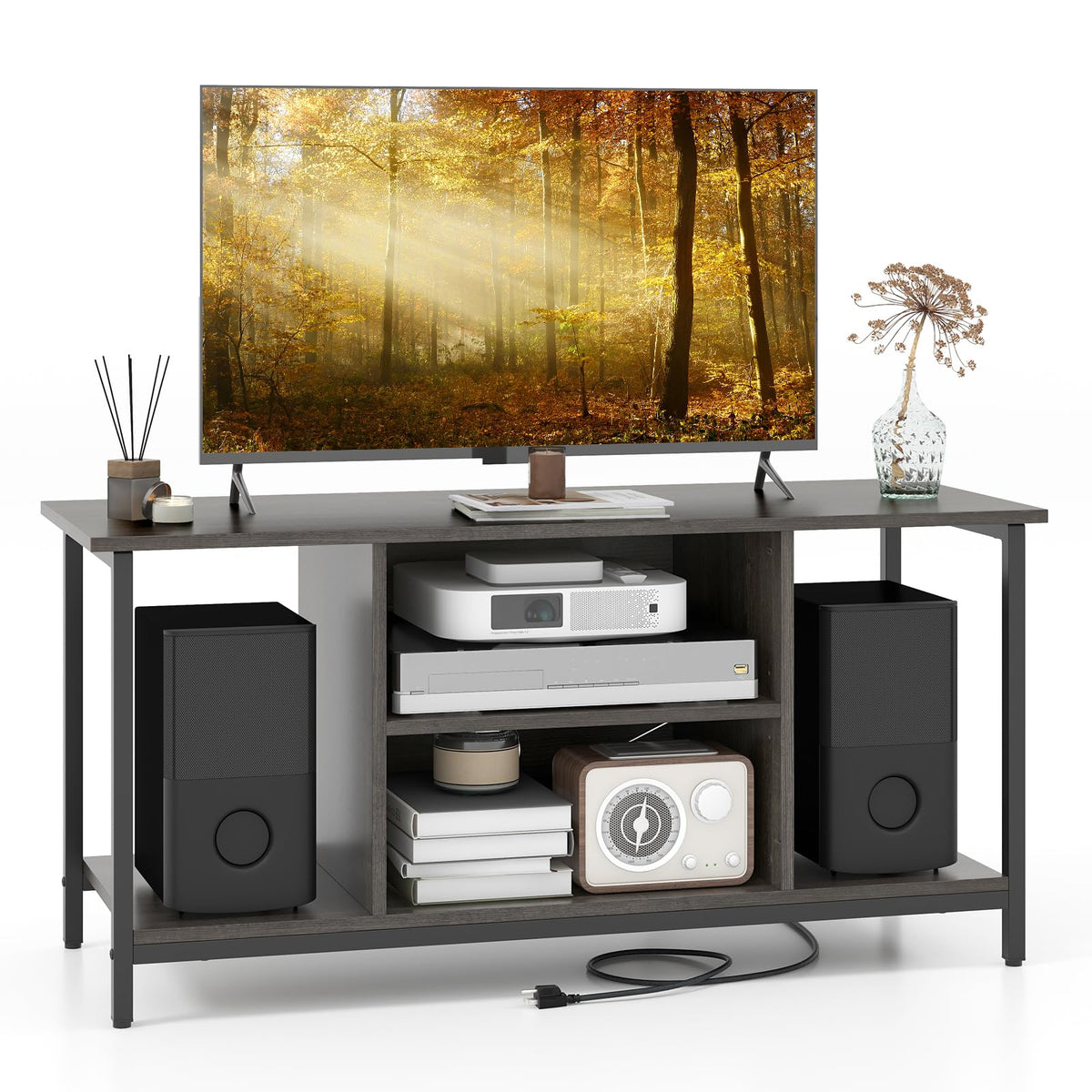 TV Stand for TV Up to 50” TVs, Entertainment Center with Charging Station, USB & Type C Ports - product view 1