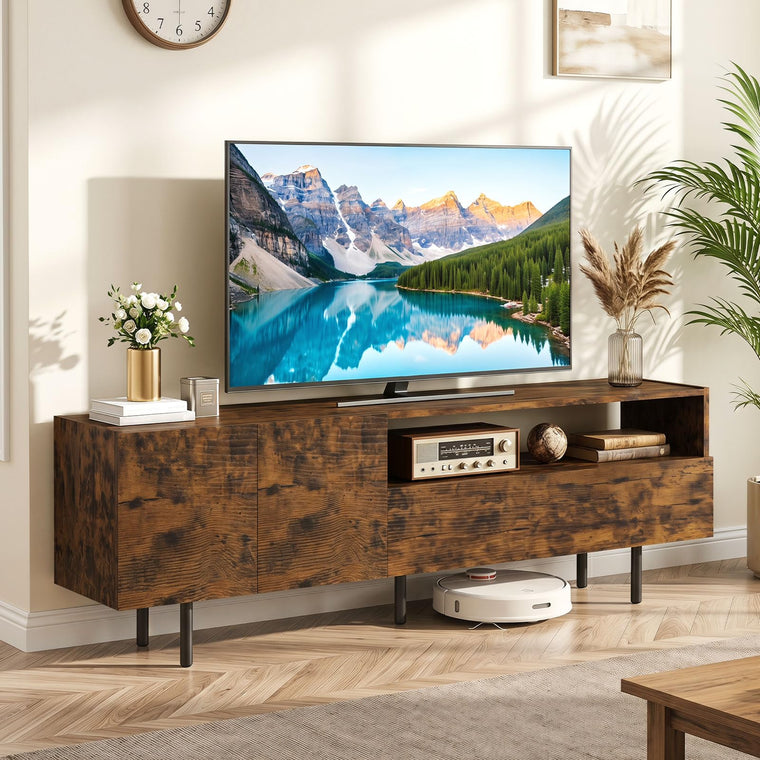 Wooden TV Stand for TVs up to 70" with Storage Cabinet - product view 1