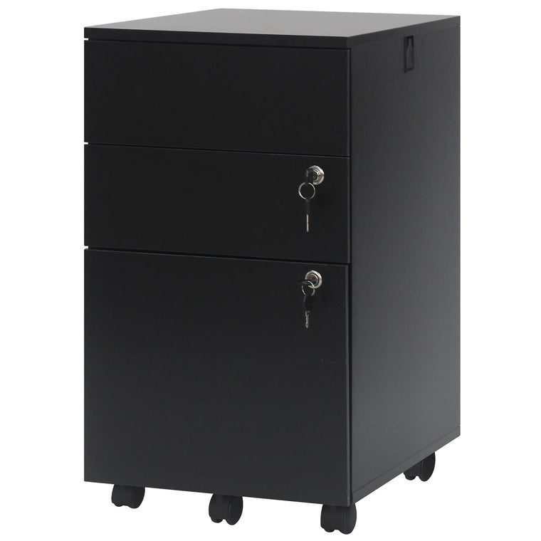 3-Drawer File Cabinet with Wheels Wooden File Organizer - product view 1
