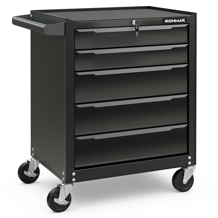 Rolling Steel Tool Chest, 5-Drawer Tool Storage Cabinet with Hanging Holes - product view 1