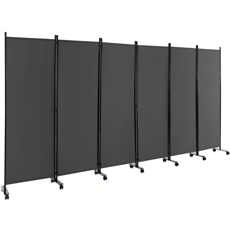 6 Panel Room Divider, 132''W x 68''H Large Folding Privacy Screen, Rolling Partition Room Dividers for Home - product view 1