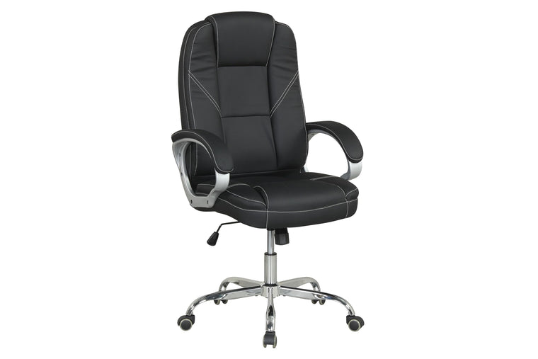 Leather Office Chair with Padded Armrests & Rocking Backrest - product view 1