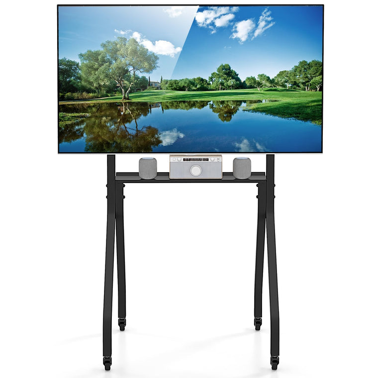 Mobile TV Stand, Rolling TV Cart for 43”-100” Flat/Curved Screens up to 110 lbs, Max VESA 600 X 400 mm, Black - product view 1
