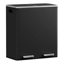 Dual Trash Can, 60 Liter (2x30L)/ 16 Gallon Stainless Steel Step Trash Can