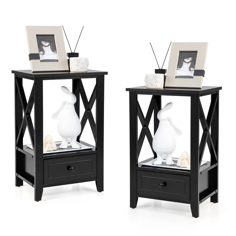 Modern X-Design Nightstand Set - product view 1
