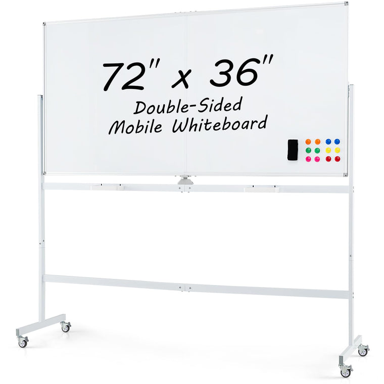 72" x 36" Rolling Whiteboard, Double-Sided Magnetic Dry Erase Board with Stand and Aluminum Alloy Frame - product view 1