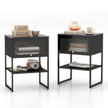 Black Nightstand, Modern End Table with Flip up Door - product view 1