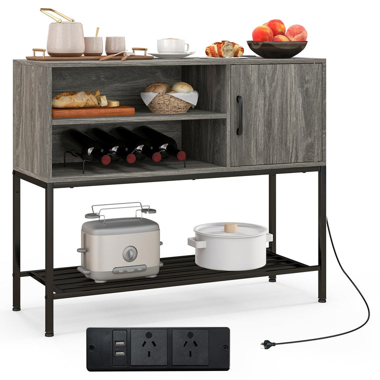 Buffet Cabinet with Power Outlets & USB Ports, Wood Coffee Bar Cabinet - product view 1