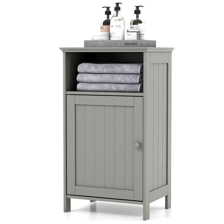 Bathroom Floor Storage Cabinet - Side Cabinet with Open Compartment, 3-Position Adjustable Shelf - product view 1