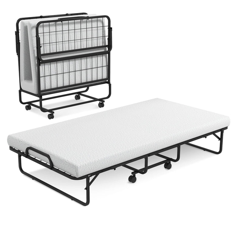 Folding Bed with Mattress for Adults, Twin Size Rollaway Beds for Guest, 75"x 38" - product view 1