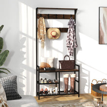 3-in-1 Coat Rack, 71" Hall Tree with Shoe Bench - product view 2
