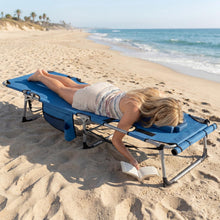 Tanning Chair with Face Arm Holes w/4-Level Backrest & Head Pillow for Pool Beach - product view 3