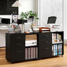 3-Drawer Mobile File Cabinet with Open Storage Shelves - product view 2