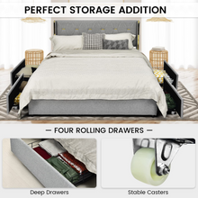 Queen/Full Size Upholstered Bed Frame with 4 Drawers - product view 3