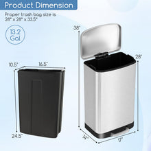 13.2 Gallon/ 50 Liter Trash Can, Stainless Steel Garbage Can with Lock Device & Foot Pedal, Stay Open Trash - product view 2