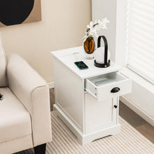 End Table with Charging Station Set of 2, Flip Top Side Table with USB Ports and Outlets, White - product view 2