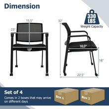 Waiting Room Chair Set, Rolling Office Desk Chairs with PU Wheels (2 / 4 / 6 / 8 / 10 / 12 Pack Options) - product view 4