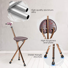 Adjustable Folding Cane Seat, Aluminum Alloy Crutch Chair with LED Light and Retractable 3 Legs - product view 3