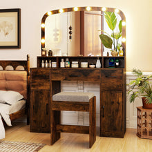 Vanity Desk Makeup Table with Stool 3-Color Lights and Charging Station - product view 2