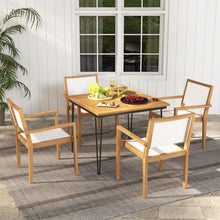 Stackable Outdoor Dining Chair Set, Patio Armchairs w/Acacia Wood Frame, All Weather Fabric, Armrests - product view 2