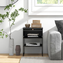Black Nightstand, Modern End Table with Flip up Door - product view 2
