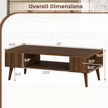 42 Inch Mid Century Modern Coffee Table Rectangular with Open Compartment - product view 2