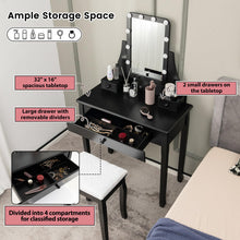 CHARMAID Makeup Vanity Desk with Lighted Mirror, 3 Color Lighting Modes, Adjustable Brightness, 3 Drawers - product view 3